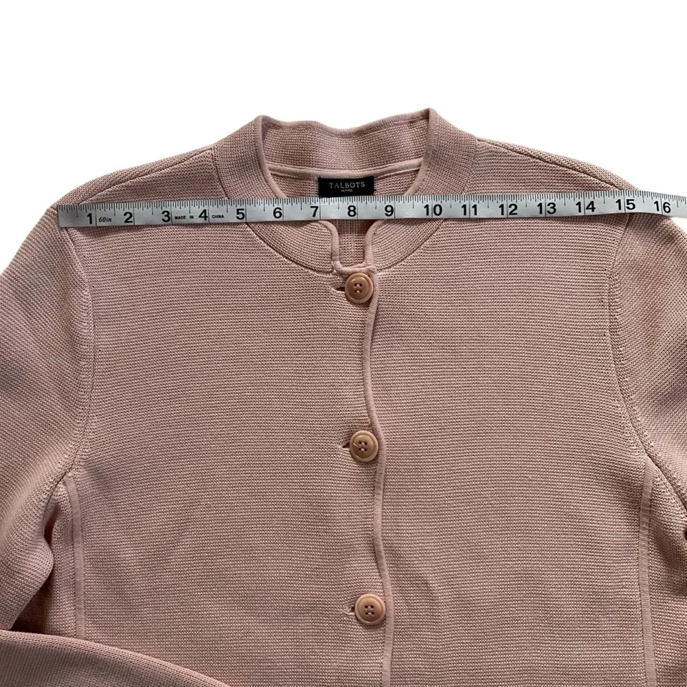 Talbots Dressy Knit Sweater Barbiecore Dusty Rose Pink Cardigan Size Medium